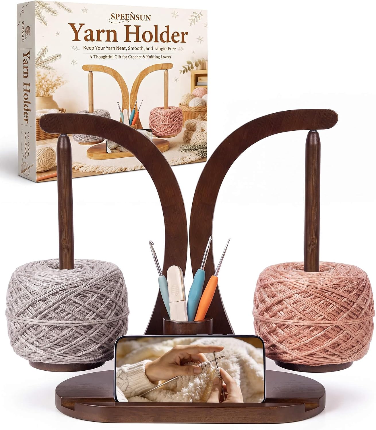 SPEENSUN Tangle-Free Magnetic Double Yarn Holder for Crocheting