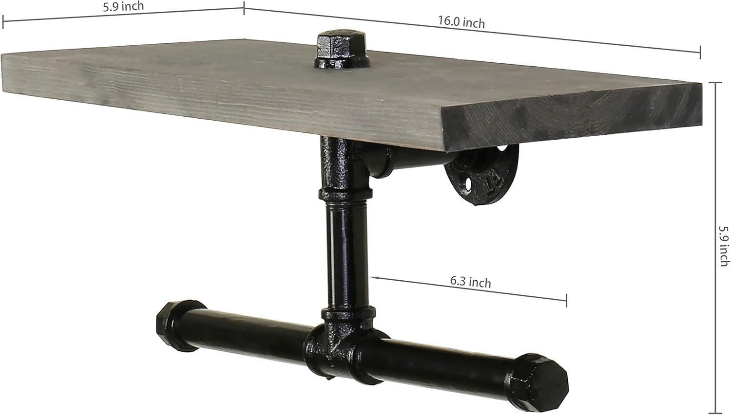 Super Cheap 🛒 MyGift Wall-Mounted Industrial Pipe Dual-Roll Toilet Paper Holder with Vintage Gray Wood Shelf