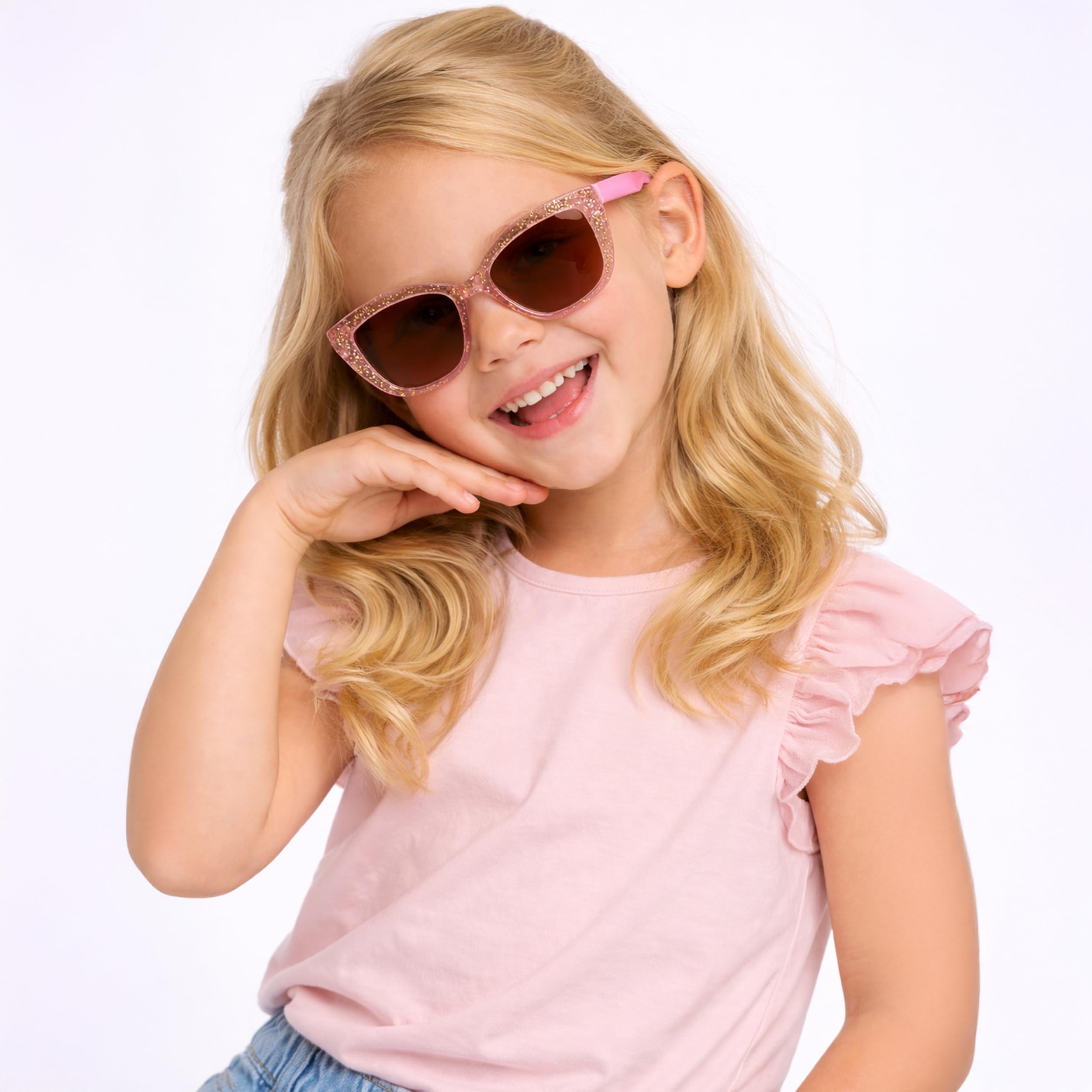 Kiddus Occhiali da Sole Bambina 4-8 Anni, Polarizzati UV400 CAT3, Montatura TR90 Flessibile, Aste in TPE, Ponte in Silicone, Certificazione CE ISO REACH