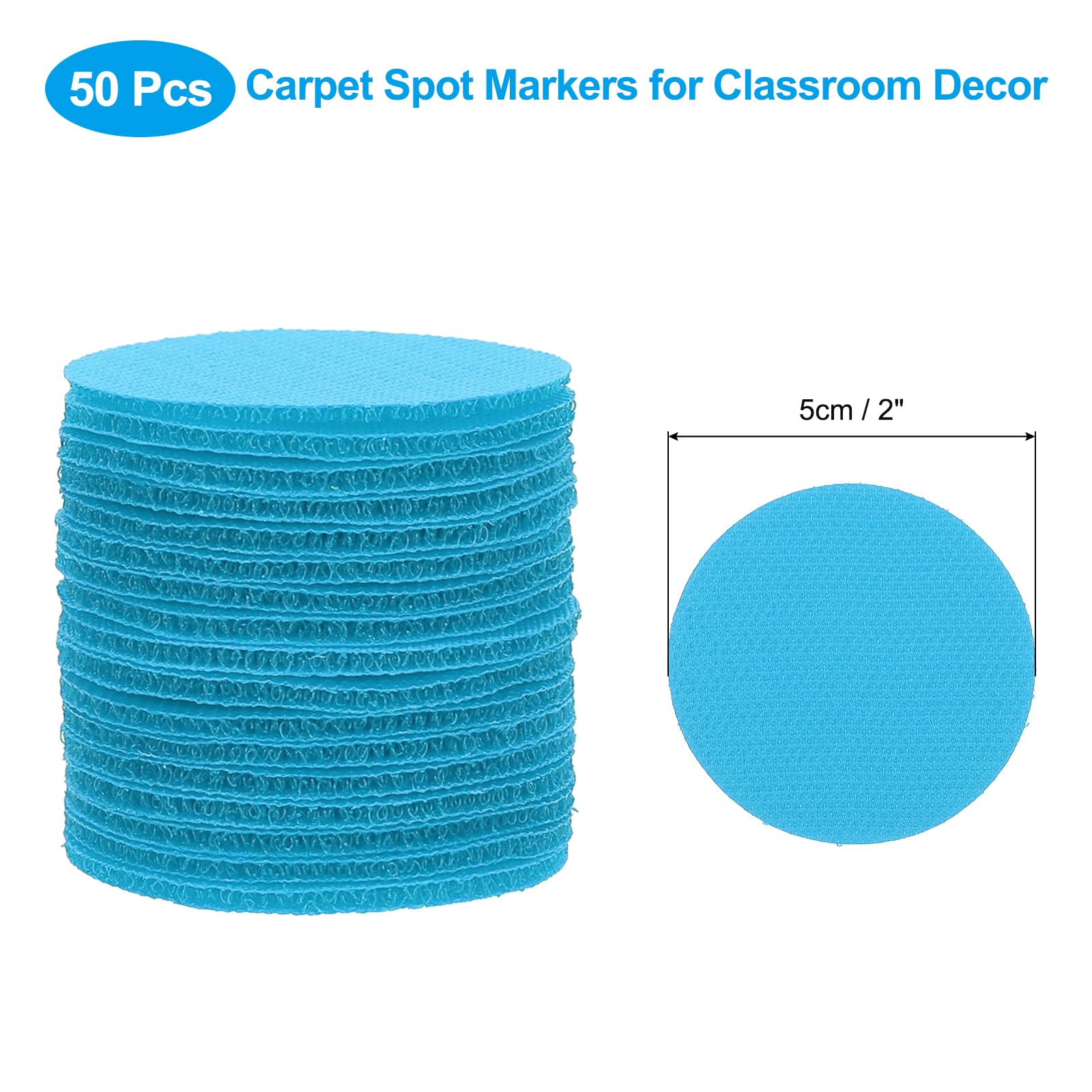 PATIKIL 2" Carpet Spot Markers, 50Pcs Circle Dot Markers Hook and Loop Carpet Spots for Decoration Elementary Preschool Teacher Blue - Image 2