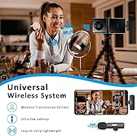 Vista 6 de MAYBESTA Micrófono de solapa inalámbrico Lavalier para iPhone, teléfono Android, portátil, mini micrófono Bluetooth con interfaz USB C para YouTube