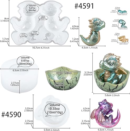 Miniatura 3 de Baby Dragon dormido y cría en forma de huevo de resina de silicona moldes de silicona figuras en miniatura Set de manualidades