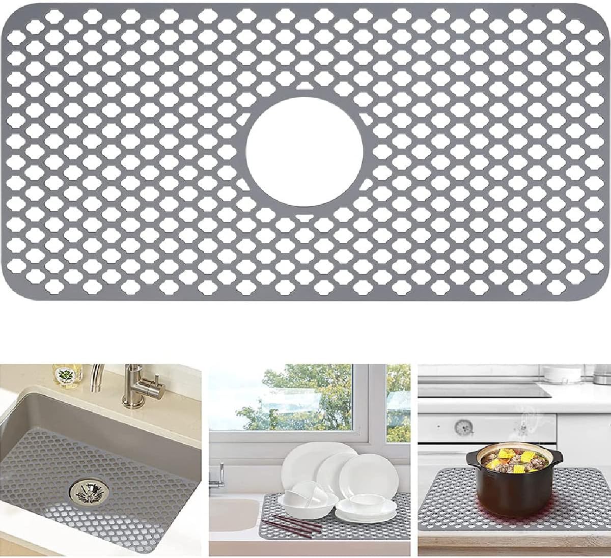 Silicone Sink Mat, Kitchen Sink Protector 24.8"x 13", NonSlip Folding