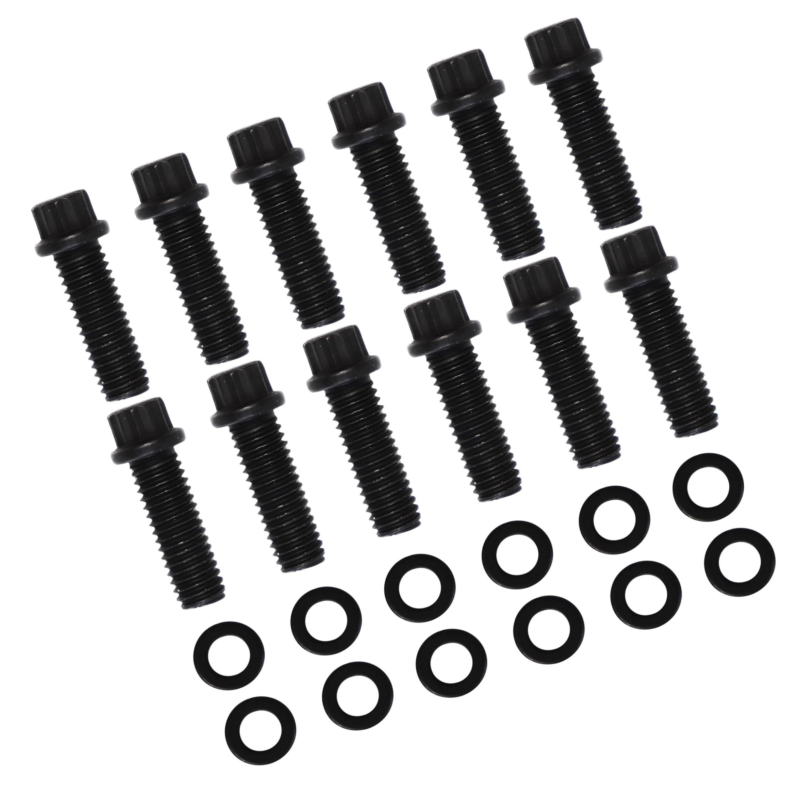 38400 Intake Manifold Bolt Kit Compatible with Chevy Small Block for Chrysler V8 SBC V6 Blazer and 90A° SBC Set of 3/8" and 1-1/8" Black
