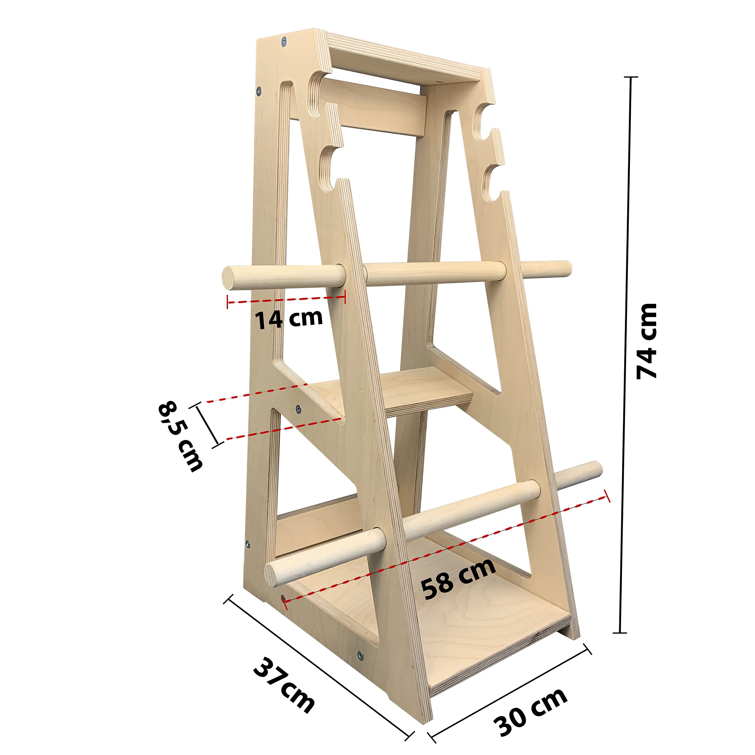 Meanswood Porta Pesi Bilanciere e Manubri – Rastrelliera Pesi Palestra Casa in Legno, Porta Dischi e Porta Manubri Compatto, Portata 160 Kg