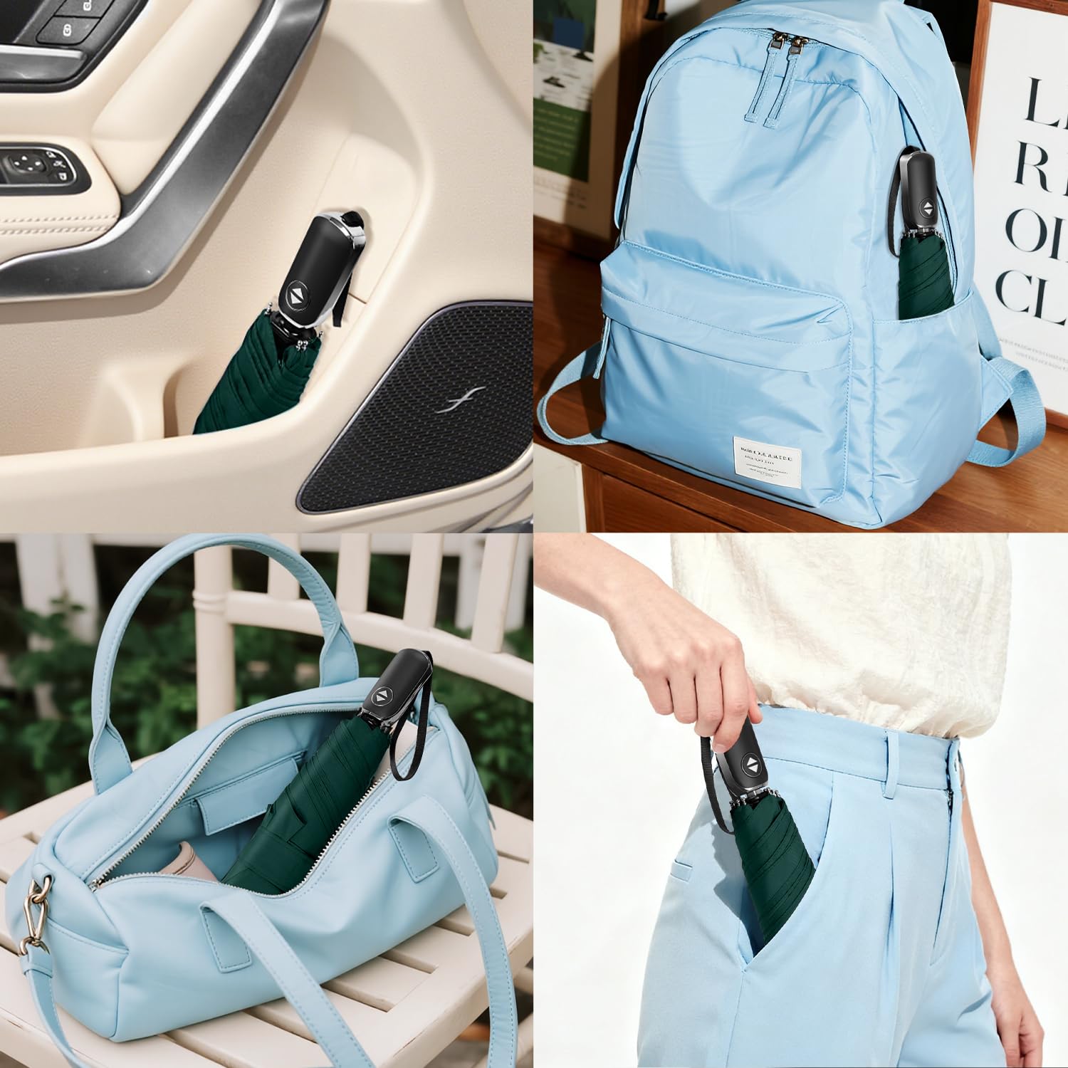 Lejorain Mini parapluie de voyage automatique – Parapluie compact et pliable léger et portable pour adultes de pluie