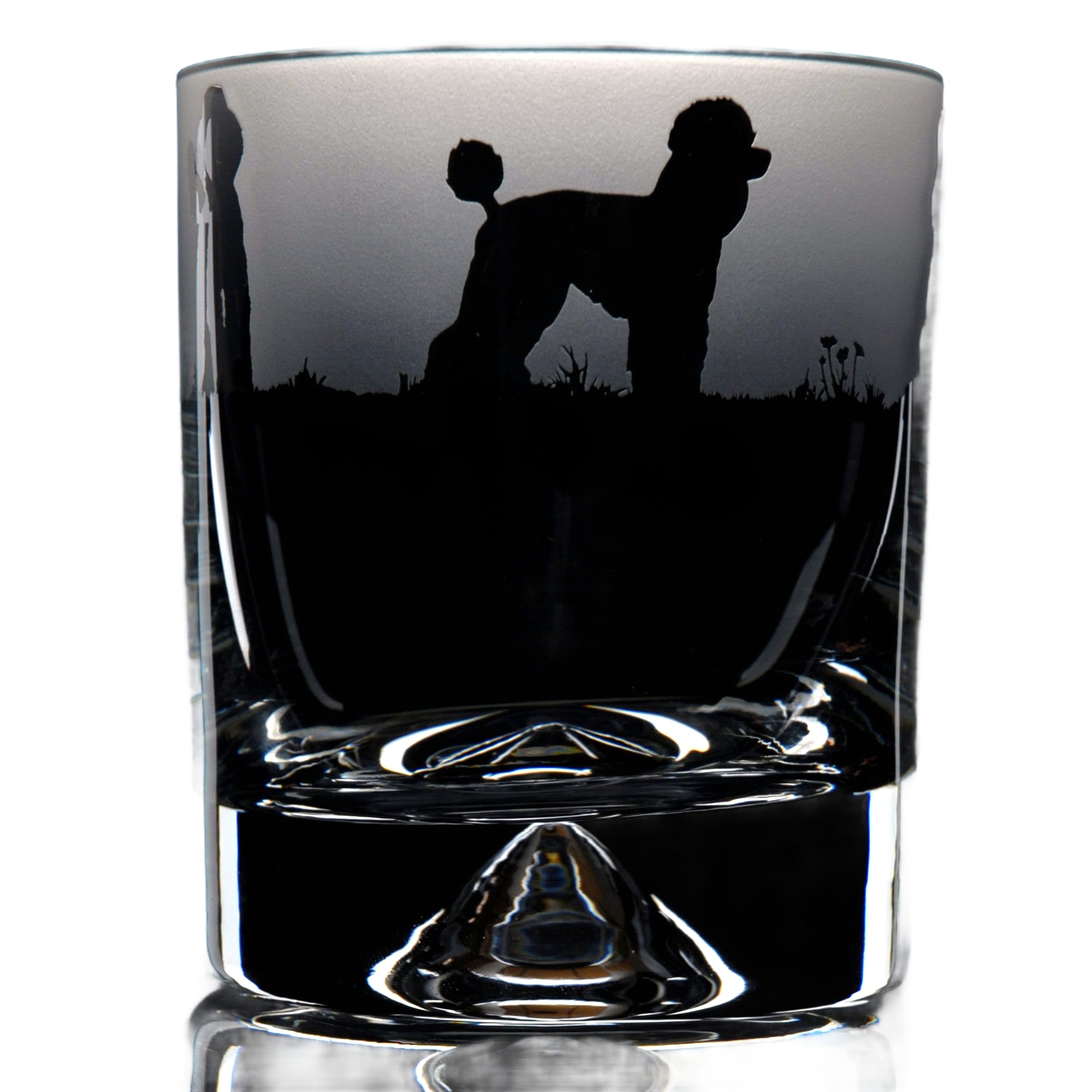 GLYPTIC Glass Art Poodle Dog Frieze Hand Etched/Engraved Whiskey Tumbler Glass — image 1