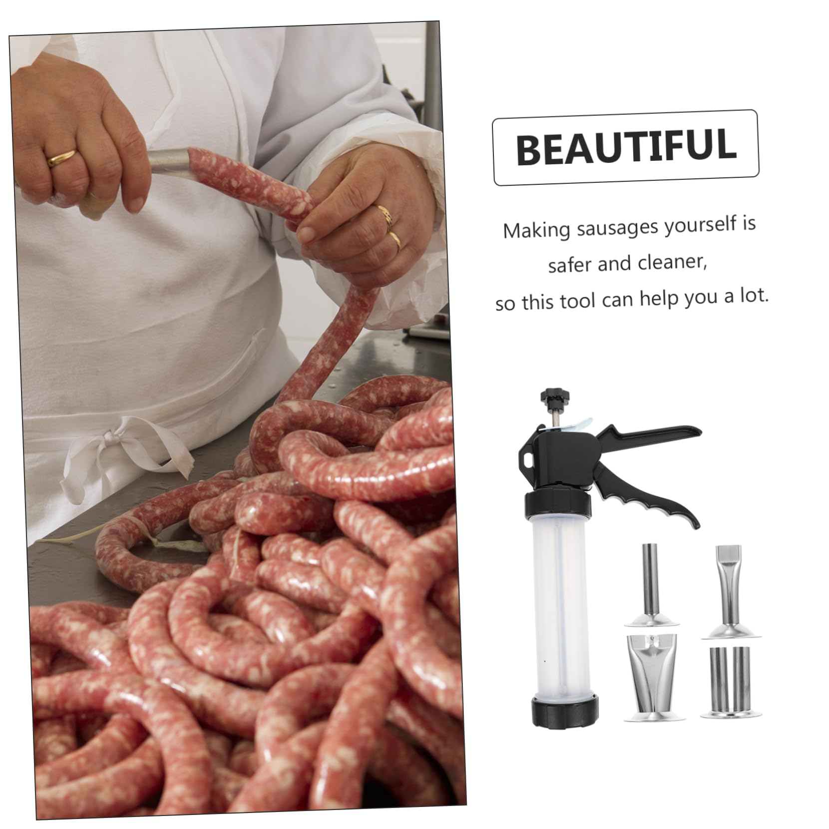 Cabilock Non-rusting Sausage Stuffer Sausage Making Tools Meat Ground Machine Easy to Use