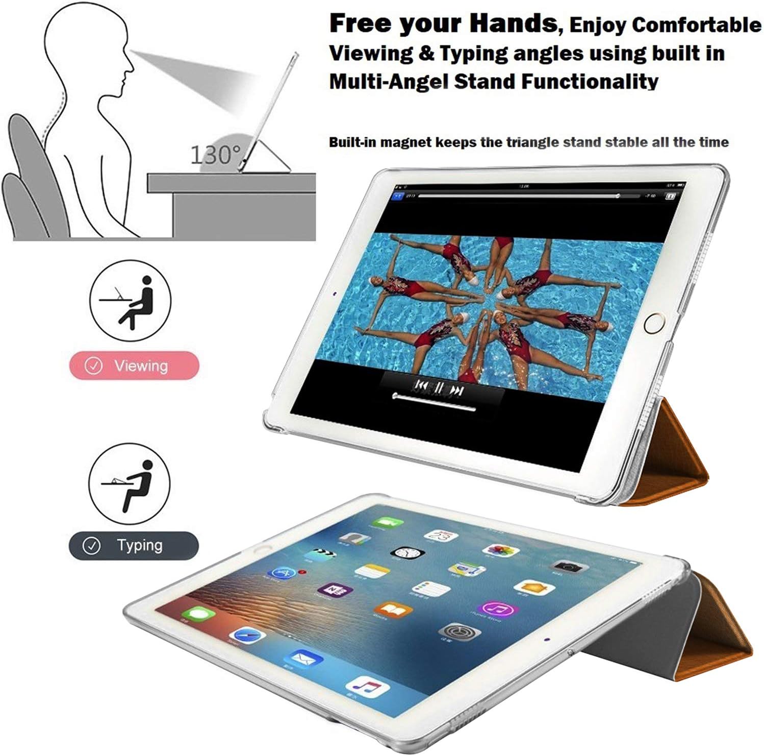 DuraSafe Cases Compatible with iPad 10.5 Inch 2019 Air 3rd Gen [ Air 3 ] MV172LL/A MV162LL/A MV152LL/A MUUT2LL/A MUUR2LL/A MUUQ2LL/A Printed Slim PC Dual Angle Stand Clear Back Cover - Brown Texture