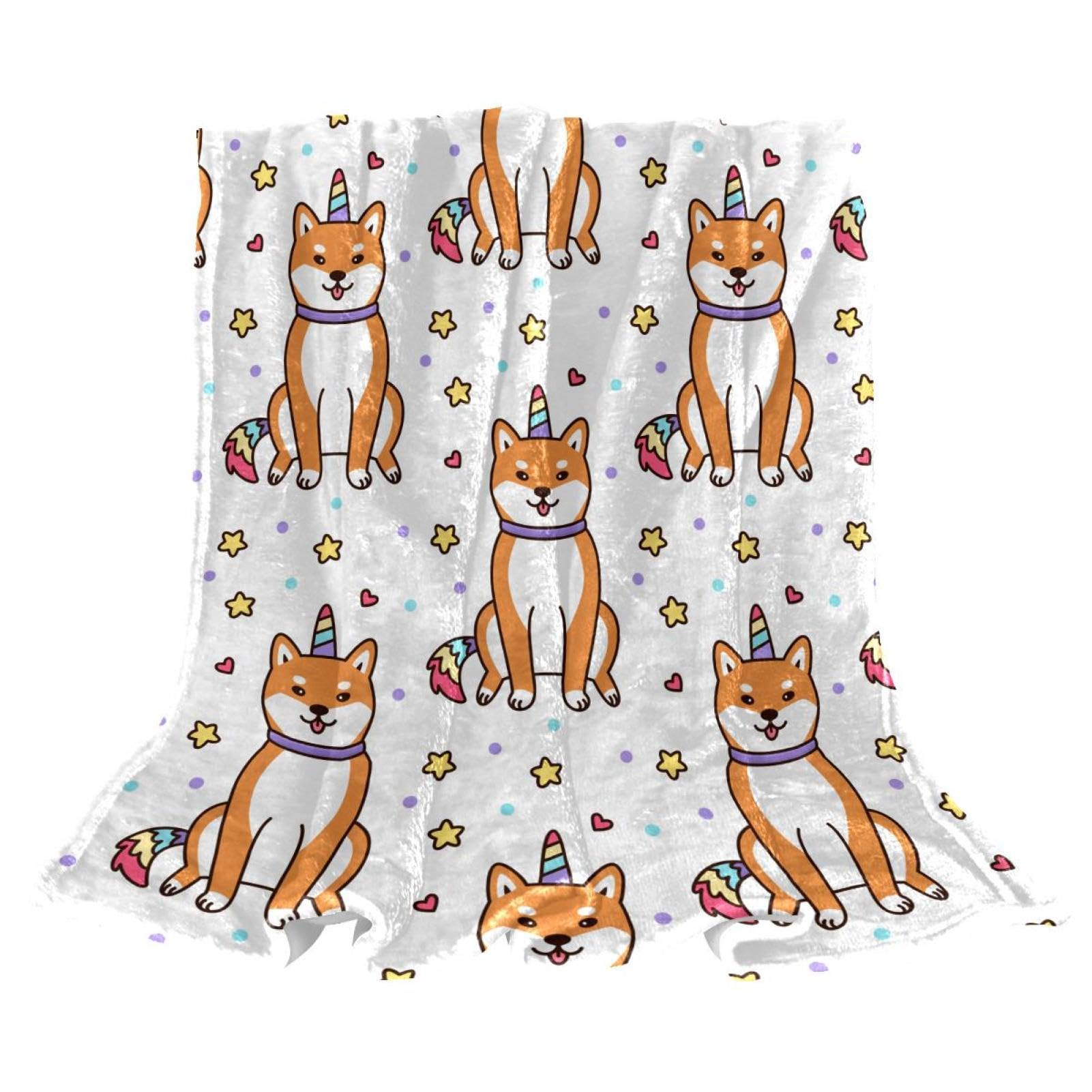 Couverture polaire chien licorne pour cocooning sur le canapé et le lit 150x200