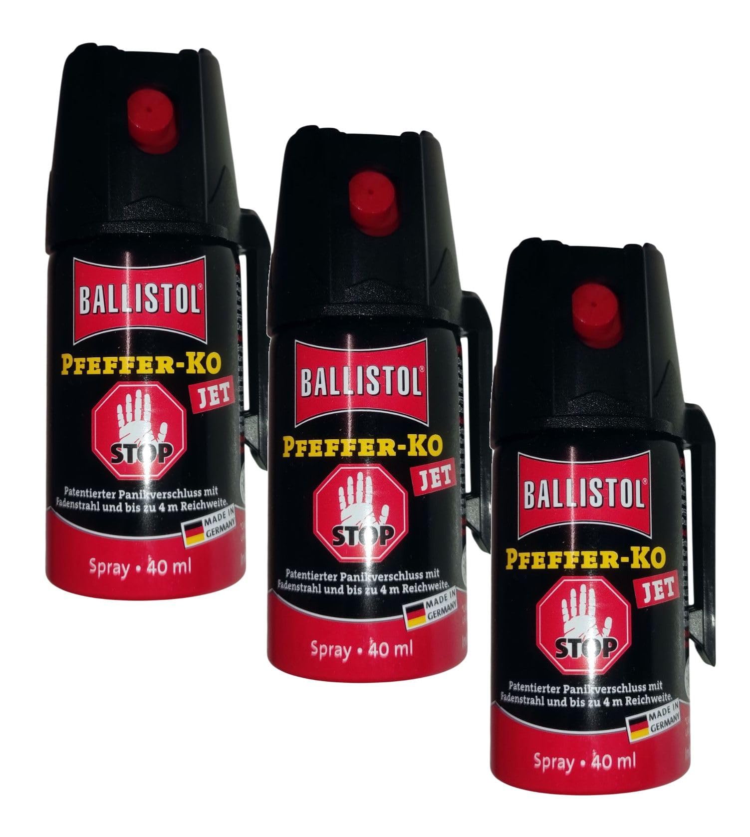 KO Pfefferspray Jet | Fog Verteidigungsspray | Abwehrspray Hundeabwehr | zur Selbstverteidigung | Sparset | Made in Germany (Jet 40 ML 3 STK)