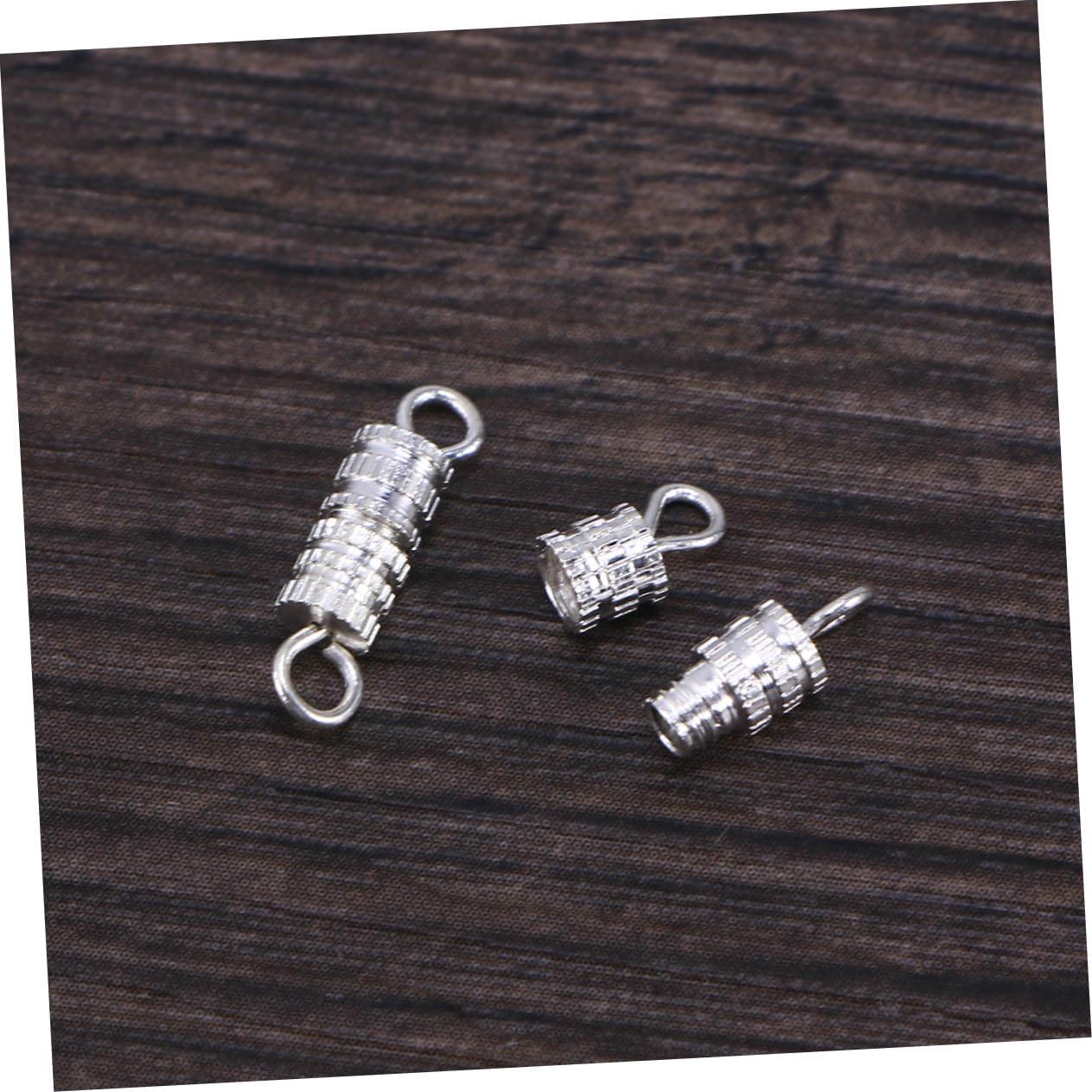 Fermoirs à Vis Cylindrique 20 Pièces en Cuivre Argenté pour Bijoux