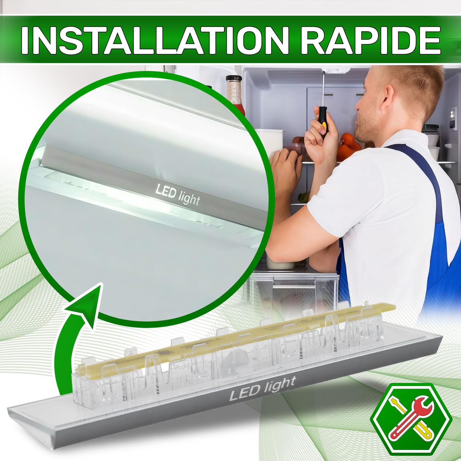Panneau LED Lumineux pour Refrigerateur Congelateur avec Code Original 10003924 10024820 00628627 628627 pour Bosch pour Siemens - MADE IN GERMANY - ONIX TECH