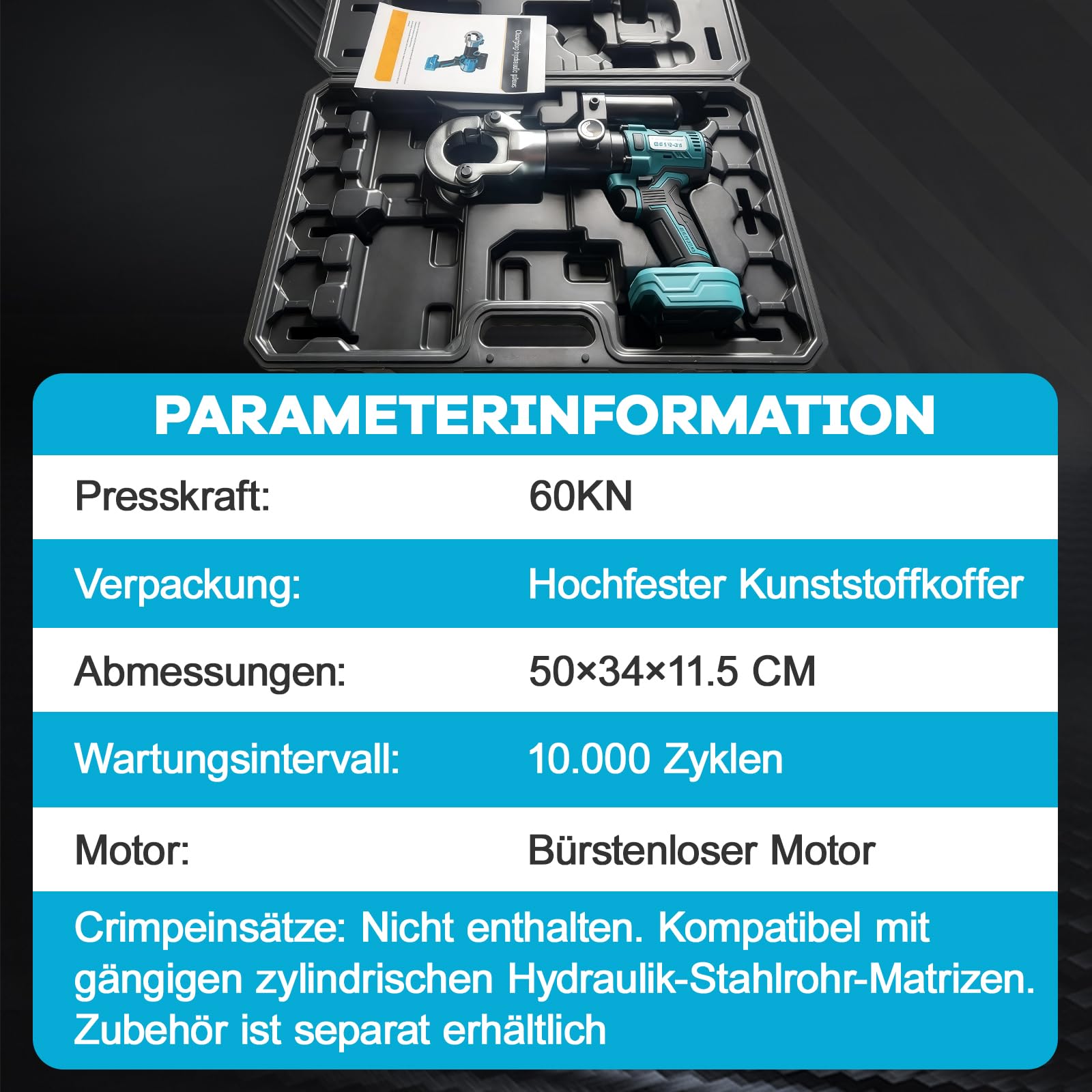 Akku Presszangen Kompatibel mit Makita 18V für Kupferrohr, Edelstahlrohr und PEX Verbundrohr, Backeneinsätze für Zylindrische Hydraulikspannzangen der Typen V/U/TH/M (nicht im Lieferumfang enthalten)