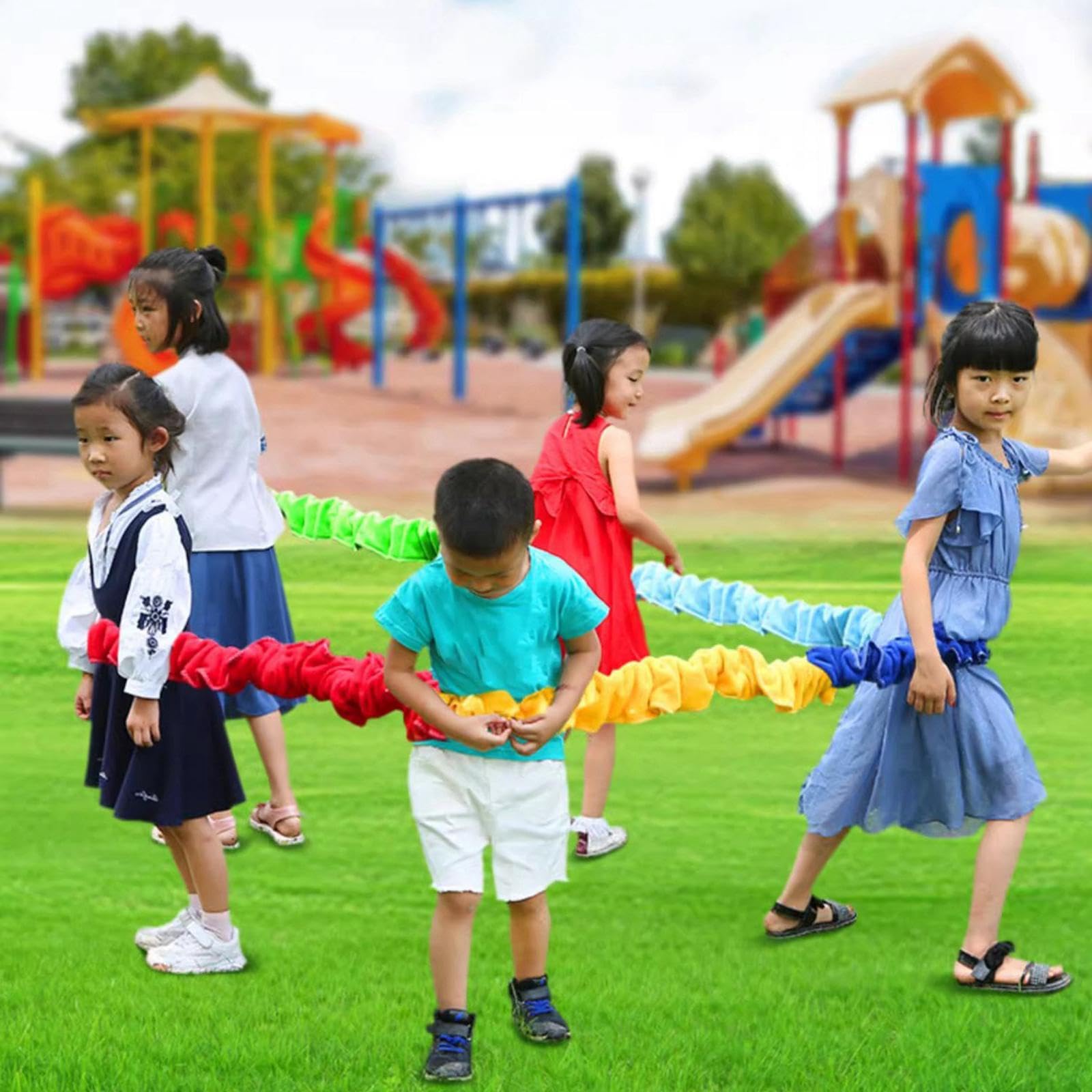 Banda Elástica Cooperativa para Niños, Juego de Coordinación Motora para Exteriores, 500 Cm