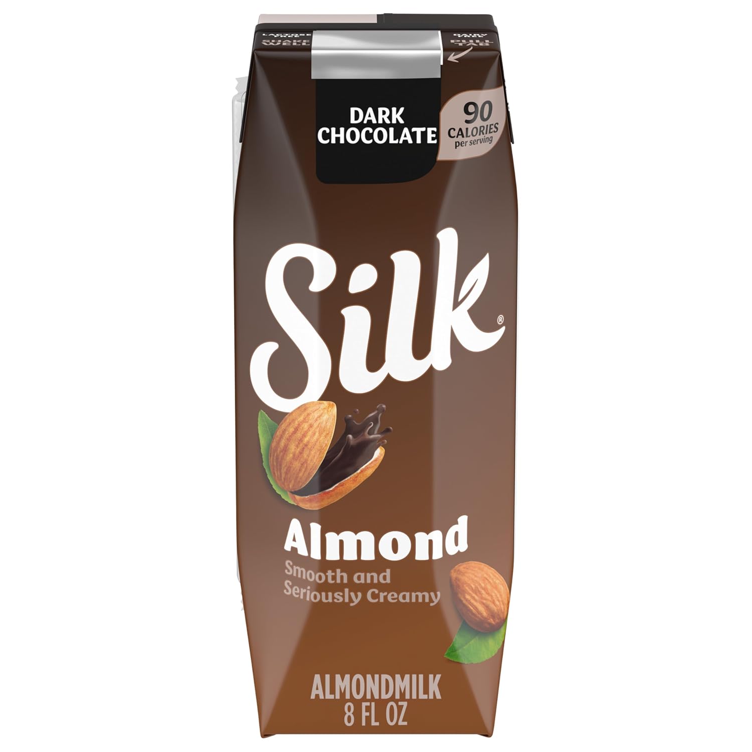 Silk Shelf-Stable Dark Chocolate Almondmilk, 8oz Pack of 18 - Vegan Dairy-Free High Calcium Plant Milk