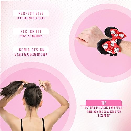 Miniatura 6 de Styla Hair Juego de 3 diademas de orejas de ratón, con lentejuelas y clip de garra, accesorios para la cabeza de ratón