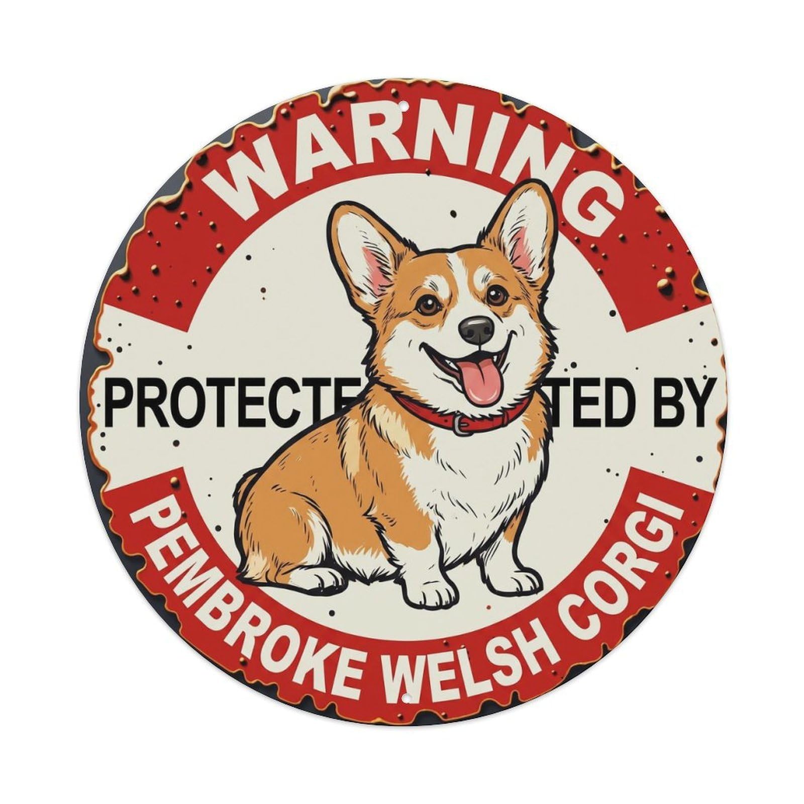 Metal Tin Sign Warning Protected By Pembroke Welsh Corgi Dog Vintage