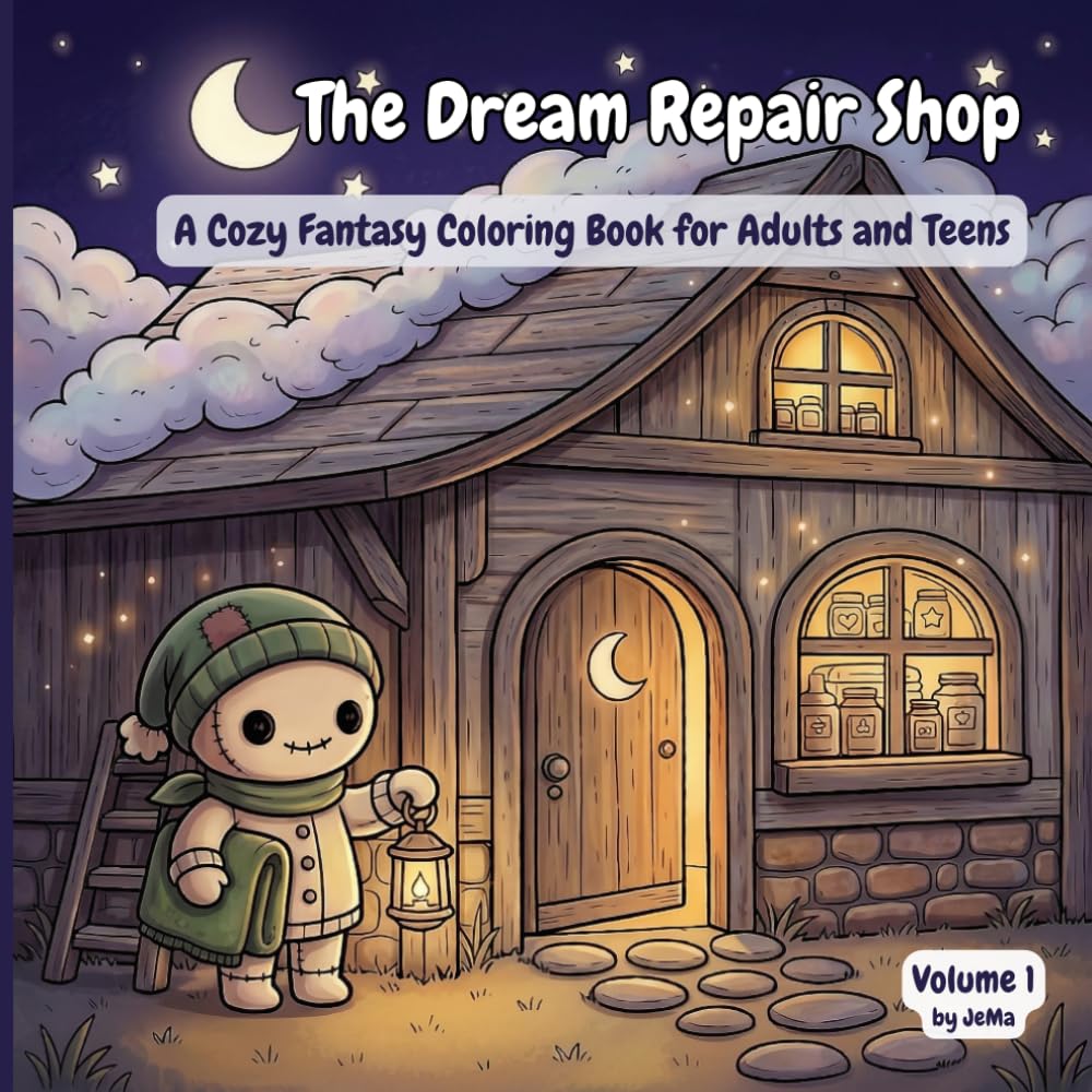 The Dream Repair Shop: A Cozy Fantasy Coloring Book for Adults and Teens