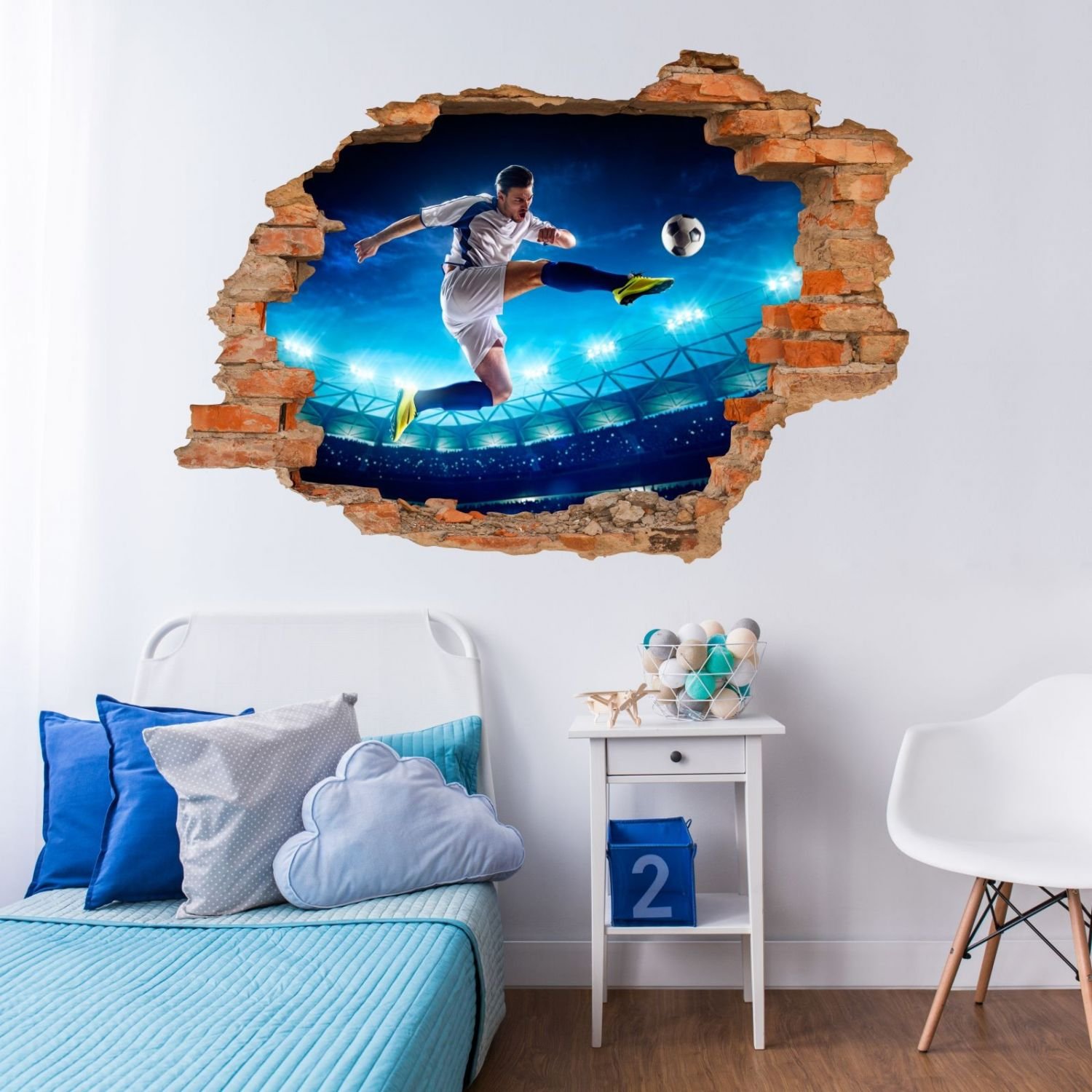 nikima 032 - Adesivo da parete, motivo calciatore, per cameretta dei bambini, dimensioni 1500 x 1000 mm