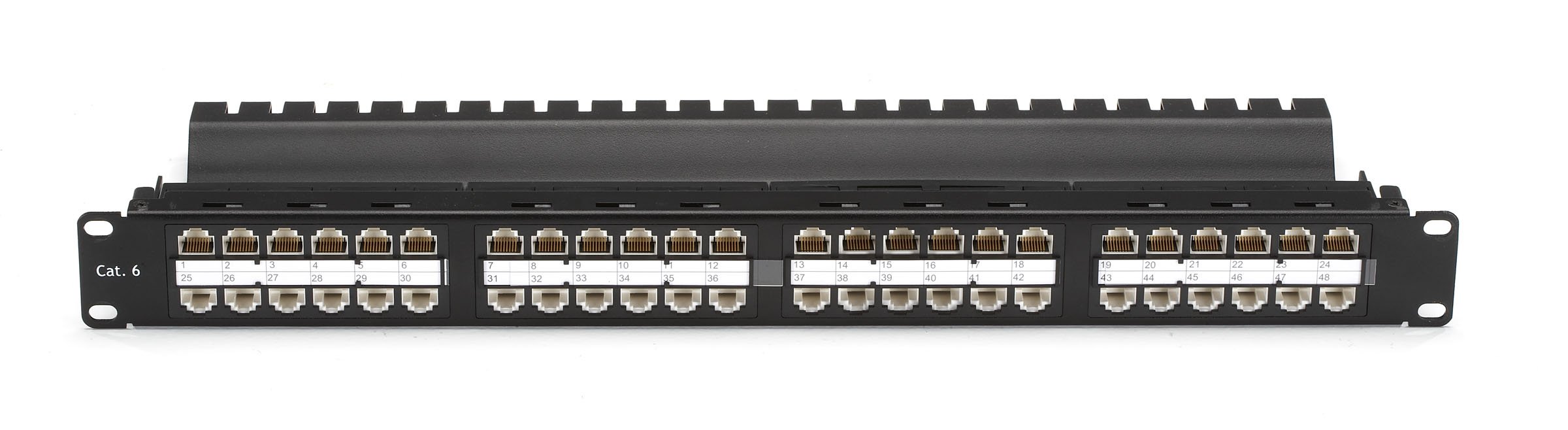 Black Box CAT6 Patch Panel, Feed-Through, 1U, Unshielded, 48-Port