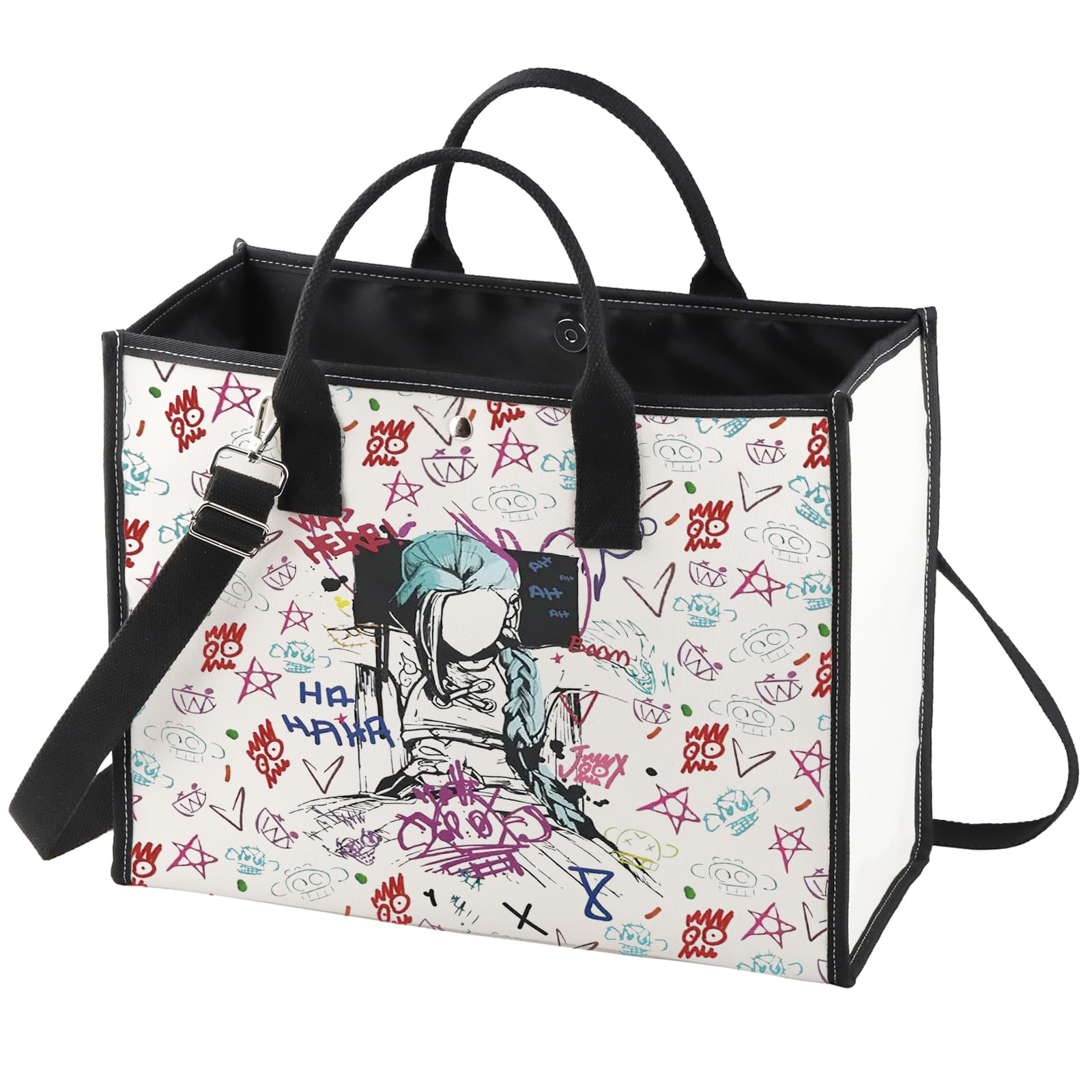 WZMPA Jin & Vi Movie Tote Bag Jin & Caitlyn Player Gift Jin Was Here Shopping Grocery Bag Jin & Silco Merch (Jin Was Here BG) — image 1