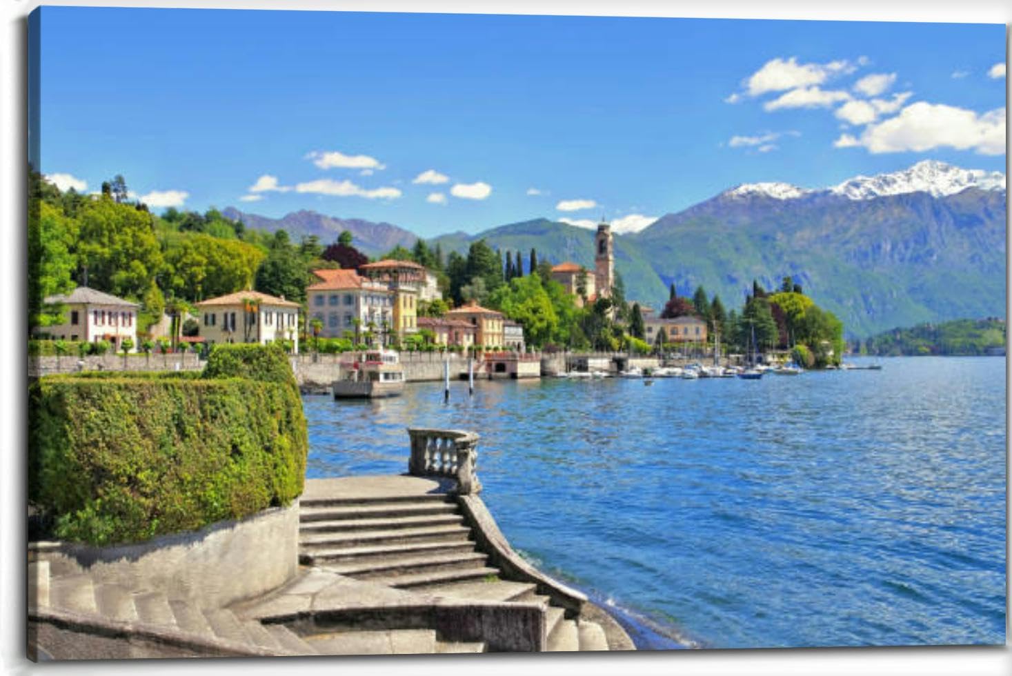 Tremezzo Lake Como Lombardy Italy Canvas Wall Art Decor Paintings Pictures for Bedroom Wall Decor Above Bed Living Room Wall Decoration Bathroom Office Artwork