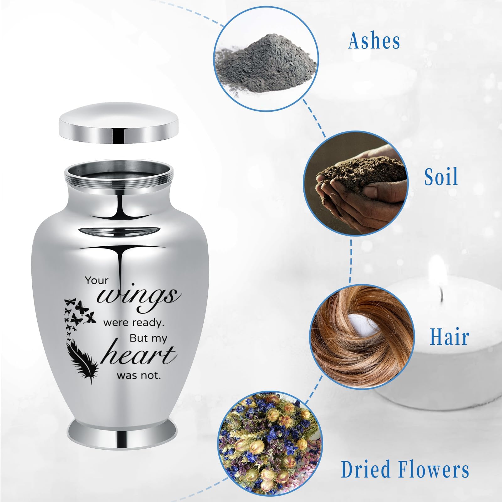 Large Urns for Ashes Human Adult Female Male Stainless Steel Memorial Burial Funeral Decorative Urns for Ashes Keepsake - Image 3