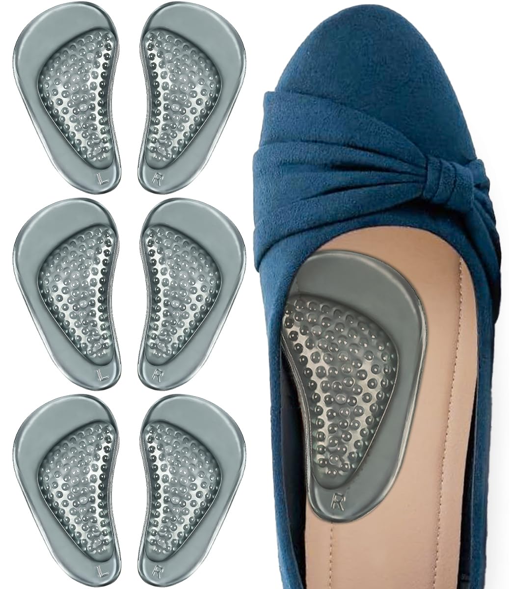 Dr.Shoesert Arch Support Shoe Inserts for Flat Feet, Massage Gel Arch Pads Support Insoles for Plantar Fasciitis, Self-Adhesive Arch Pad for Relieve Pressure and Feet Pain- 3 Pairs