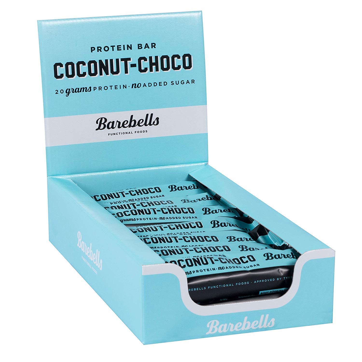 BarebellsProtein Bar Pack of 12 pieces x 55g | High Protein Low Carb | Low Sugar | 20g of Protein in Every 55g Bar | Delicious Indulgent Protein Bars for Muscle Performance & Recovery (Coconut Choco)