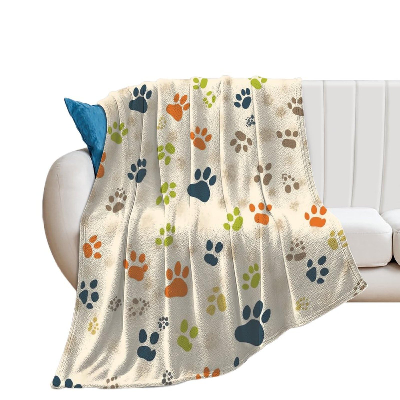 Couverture en flanelle douce de haute qualité imprimé pattes pour lit 130x150