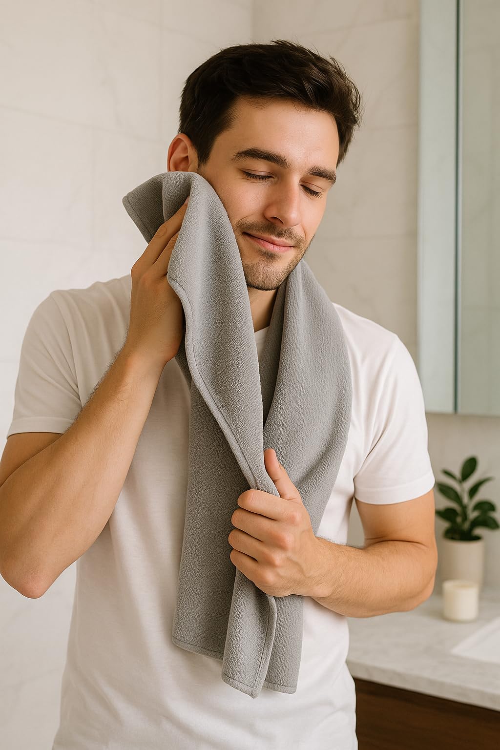 Fezora Microfibre Large Bath Towel for Men & Women | Quick-Dry, Ultra Soft, Extra Absorbent Towel for Gym, Yoga, Spa, Travel & Swimming | Lightweight, Lint-Free, Odour-Resistant, Fast Drying (Grey)