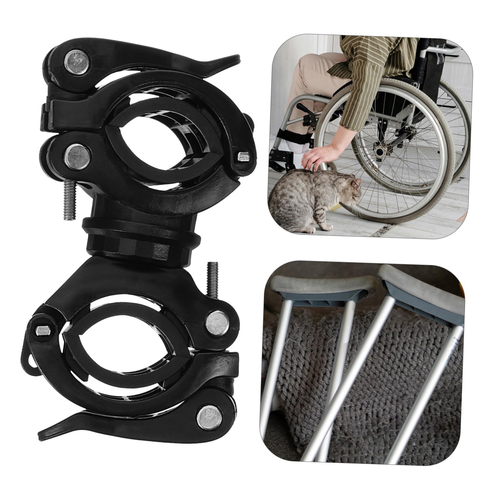 COLLBATH 2pcs Wheelchair Crutch Stand Walking Stick Holder for Wheelchair Crutch Mount Stand Wheelchair Cane Holders Mobility Scooter Cane Supports Crutch Storage Rack Crutch Holder