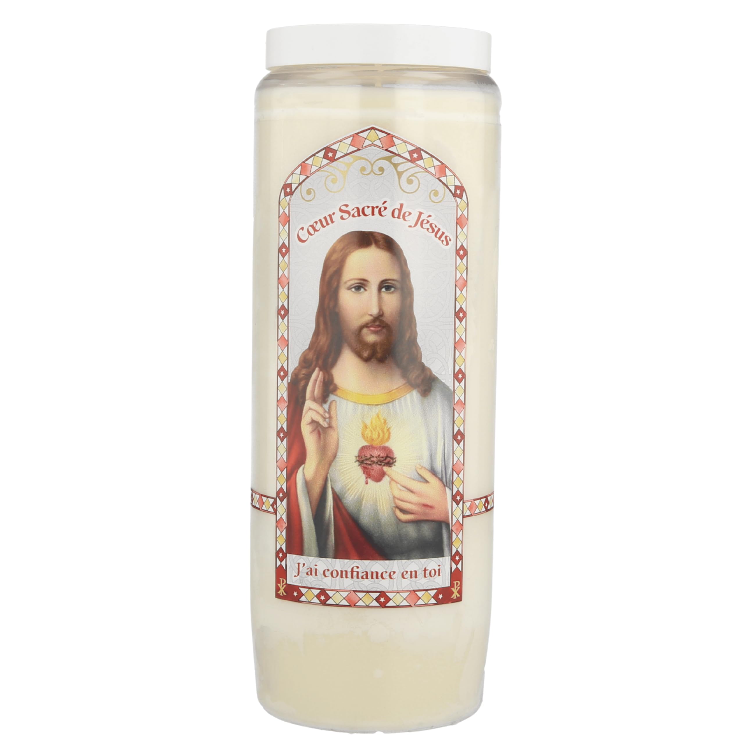 Lot de 6 Bougies Neuvaine Sacré Coeur de Jésus avec prières - Bougie Neuvaine - Culte Chrétien en Cire végétale