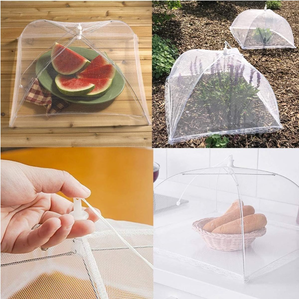 Cubierta Protectora Alimentos Fresca,2 Piezas Mosquitera Comida Desplegable Cubre Platos Cubre Moscas Cubierta Protectora Alimentos Cubierta de Malla Plegable para Alimentos para Exteriores Fiestas