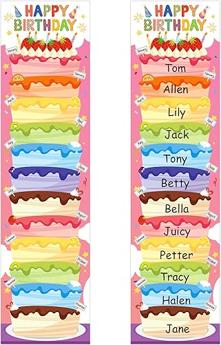 Miniatura 1 de FaCraft Póster de tabla de cumpleaños para el aula, decoración de feliz cumpleaños, póster de calendario de cumpleaños extragrande, póster