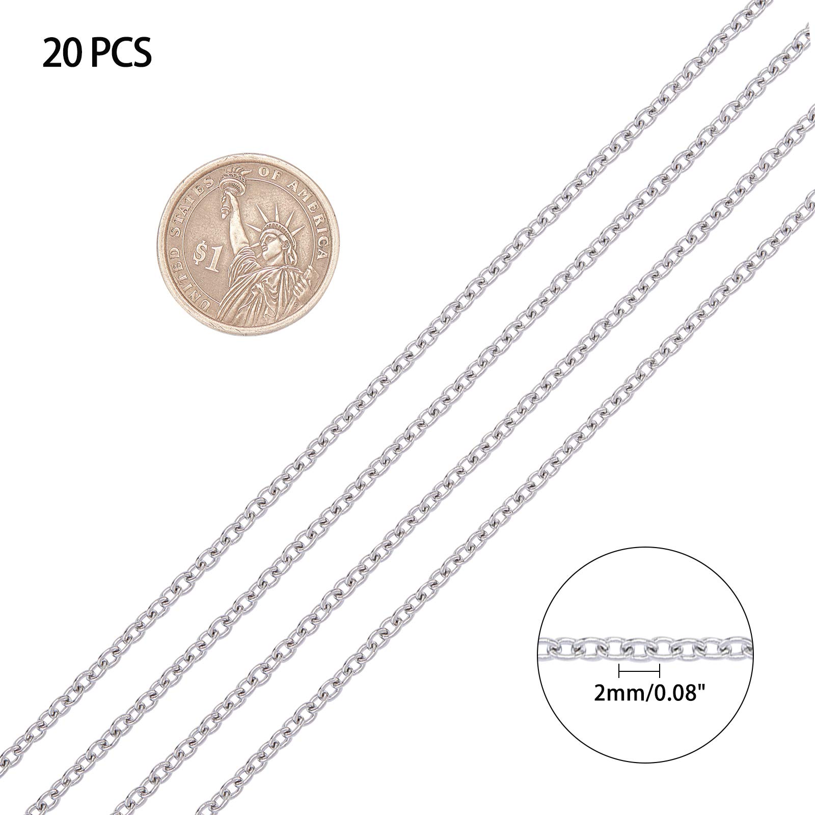 12 Chaînes Acier Inoxydable 45-60cm - Colliers Bijoux DIY Avec Fermoirs Mousquetons