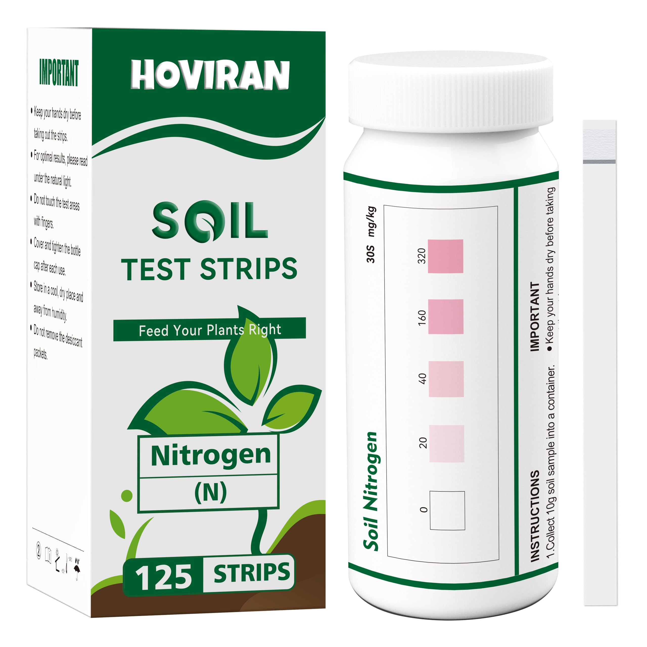 Soil Test Strips for Nitrogen, 125ct Home Soil Test Kit for Lawns Garden