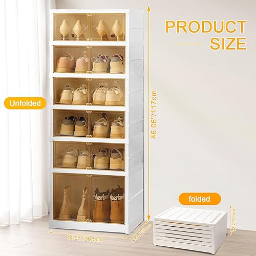 Miniatura 3 de Organizador portátil para zapatos, armario apilable para zapatos con puerta magnética transparente, grandes contenedores de almacenamiento de