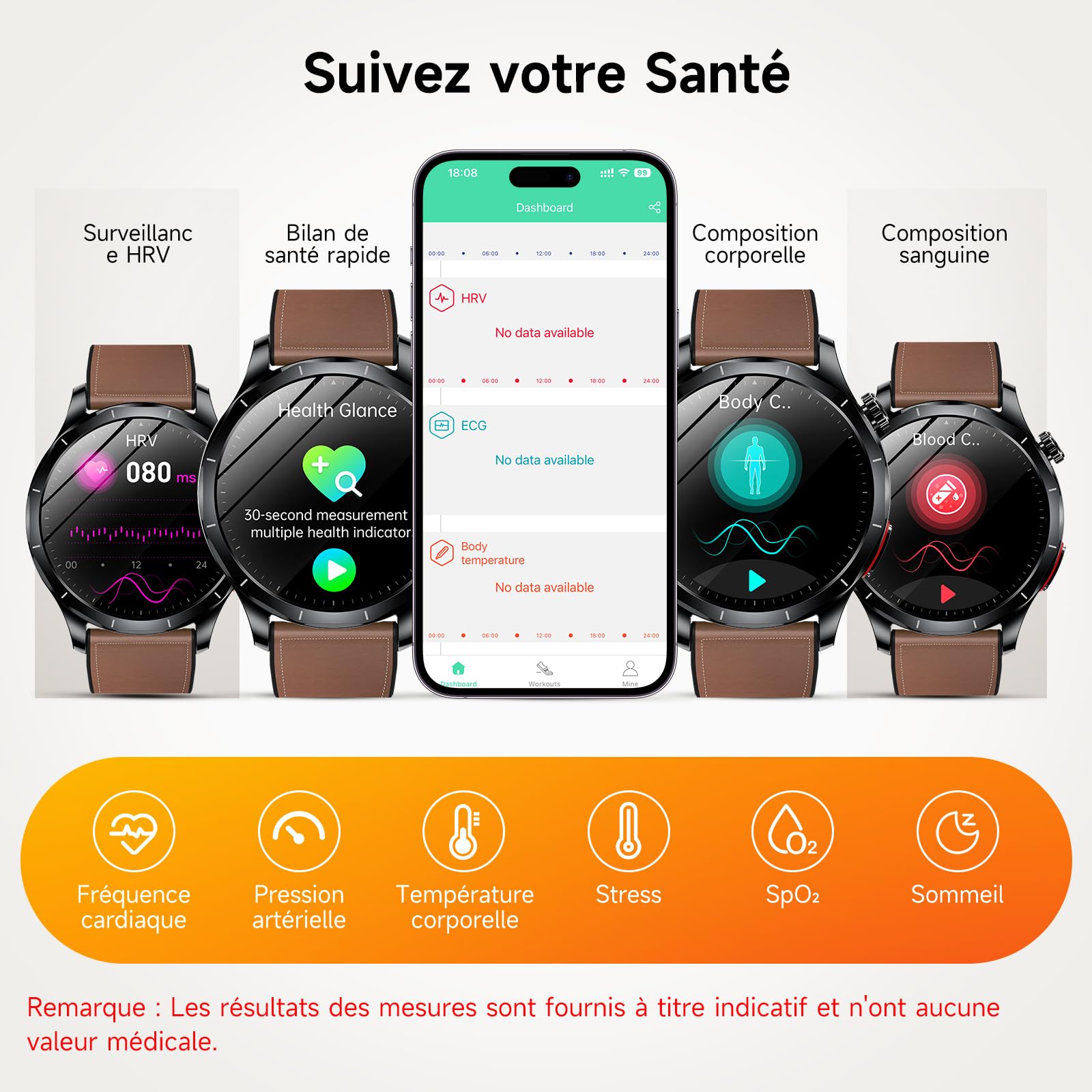 2026 Nouv’ Montre Connectée Homme avec ECG+HRV/Pressιon artérιelle/IMC,1,43" AMOLED Smartwatch avec Fonction SOS,24/7 Fréquence Cardiaque/SpO2/Sommeil Monitor, IP68 pour Android/iOS