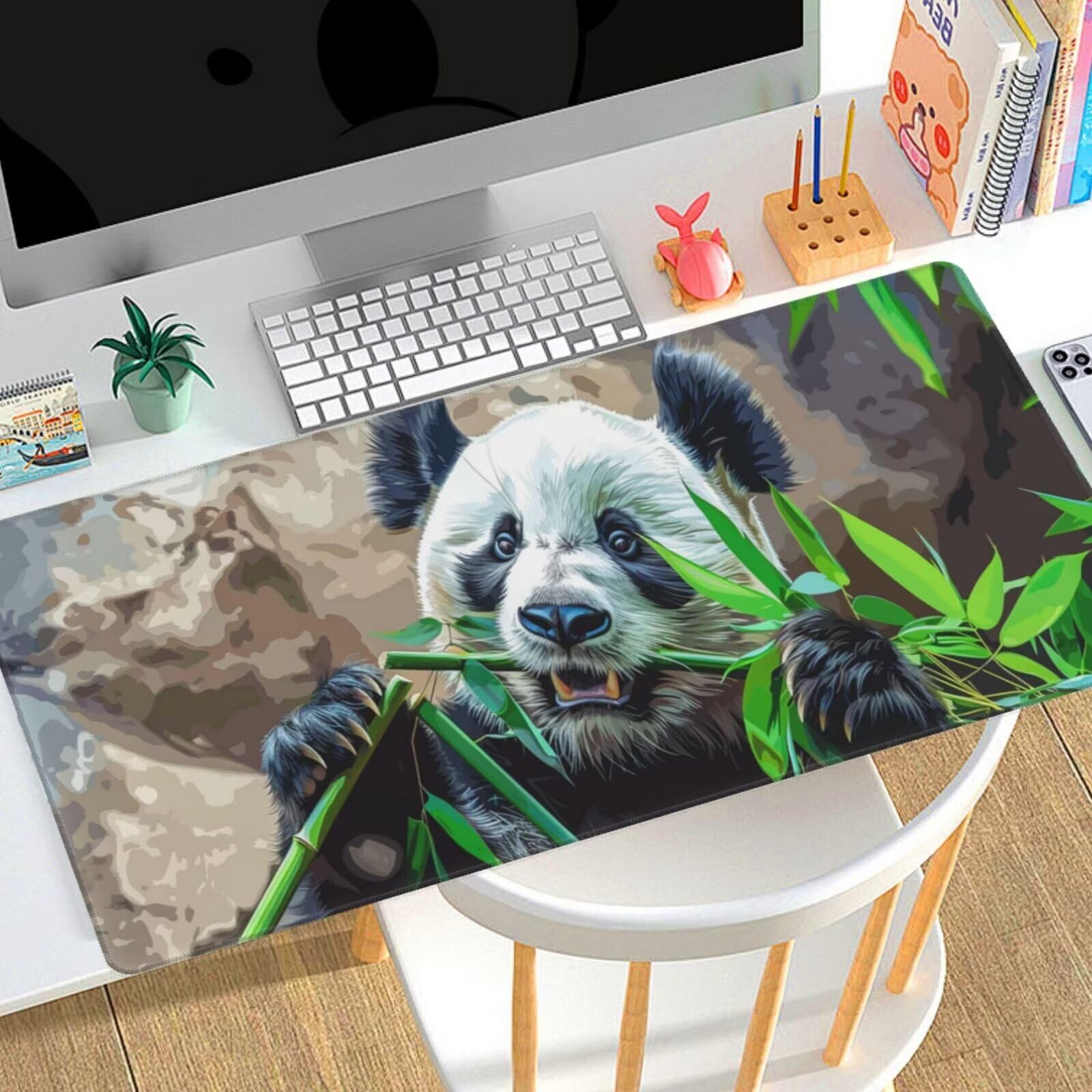 Tappetino Mouse animale Panda gigante tappetino mouse xxl gaming 1200x600x3mm Grande Tappetino per mouse waterproof，superficie prova di versamento e base antiscivolo，casa Ufficio scrivania Decor F62