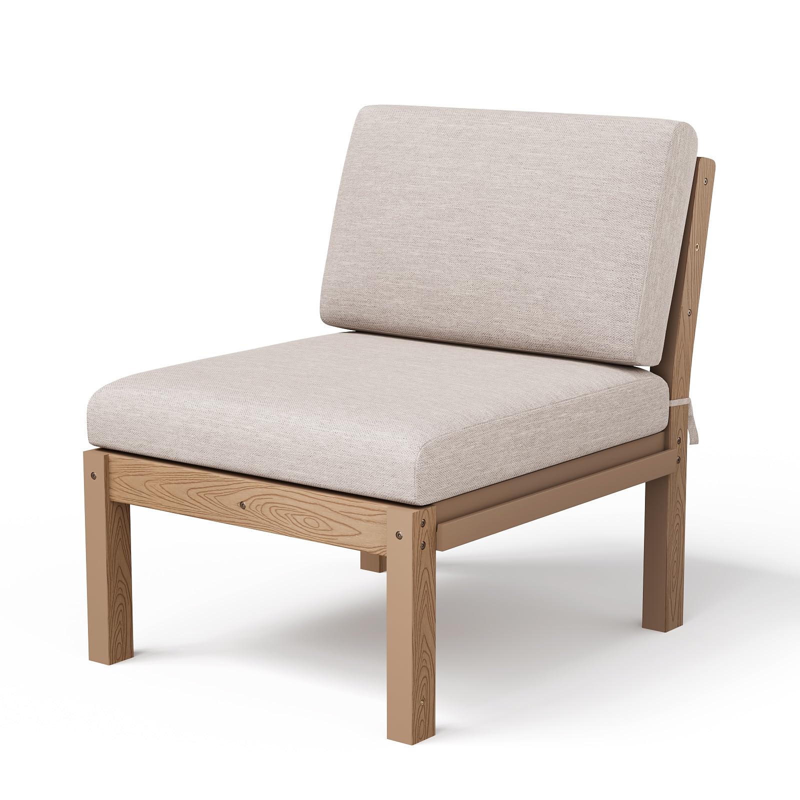 Stoog Modular Armless Chair - Interlocking Waterproof Seat for Building Sectionals, Outdoor Patio &amp; Pool, Teak