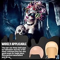 Vista 7 de WILLBOND 4 piezas de gorras calvas de Halloween para maquillaje de látex calvo, gorra para cabeza, peluca, sombrero, accesorios de disfraz