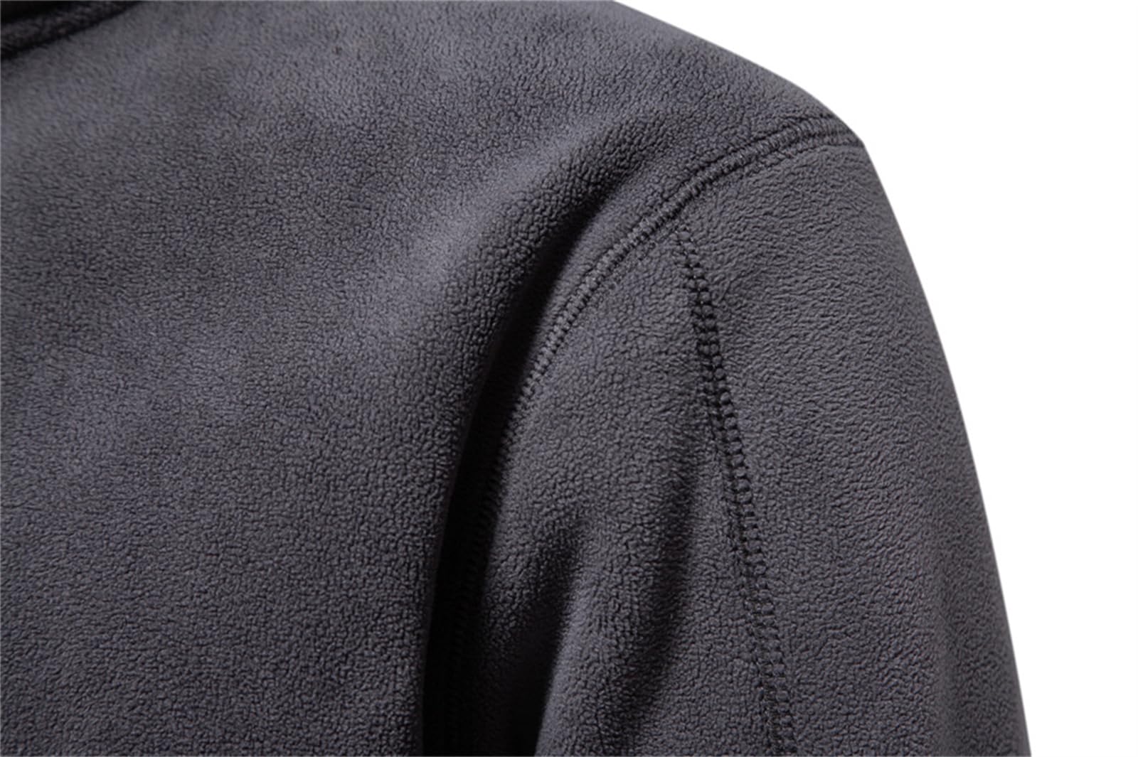 Felpa termica leggera da uomo in pile con colletto alla coreana e mezza zip a maniche lunghe