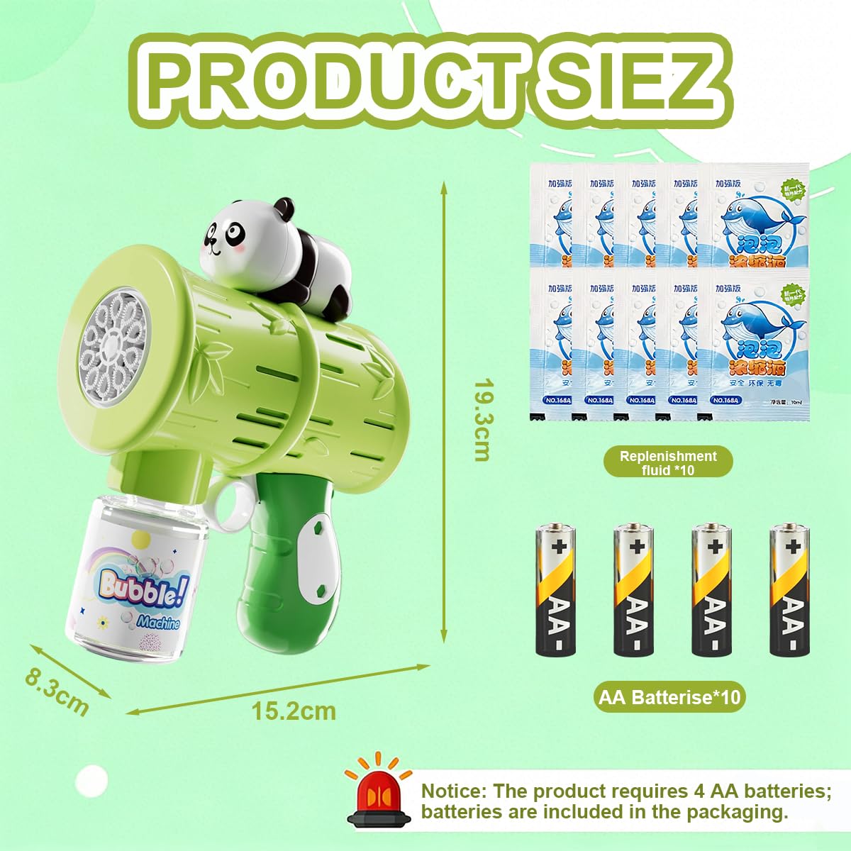 Panda Seifenblasenpistole, Seifenblasenmaschine mit 10 Nachfüll-Lösung Automatische Seifenblasenpistole Automatisch Seifenblasen Pistole Maker Seifenblasenpistolen Sommer Seifenblasens Machine