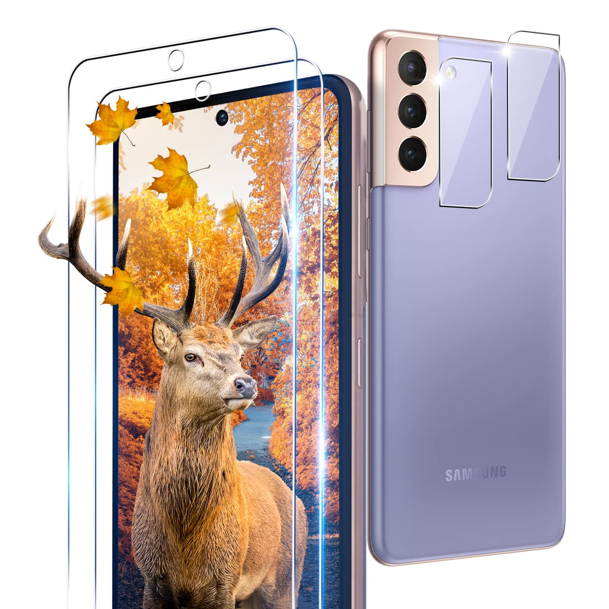 【2+2枚セット】 用 Galaxy S21 5G SCG09 SC-51B ガラスフィルム 2枚 Galaxy S21 5G フィルム + 2枚 カメラ保護フィルムセッ 【 日本旭硝子製 9H強度 】 強化ガラス 液晶 保護フィルム ケース 高透過率 3D Touch対応 厚さ0.26超薄型 飛散防止 高感度 耐衝撃 指紋・汚れ防止 ゼロ気泡 ラウンドエッジ加工 簡単貼り付け