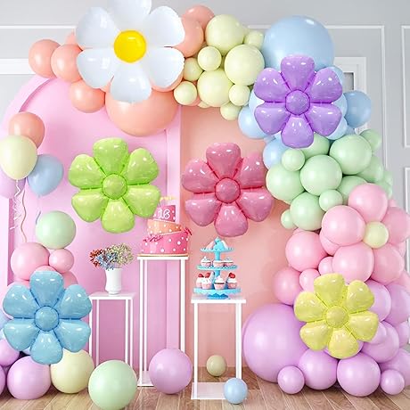 Pastel Daisy Balloon Party Decoration Kit