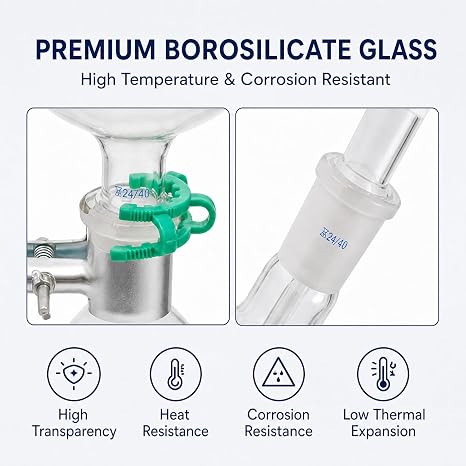 2000ml Essential Oil Distillation Kit, Glass Lab Distillation Apparatus with 1000w Electric Heating Stove, 5 Temperature Gears, Condenser Tube & Flask 110v for Home, Lab, Research