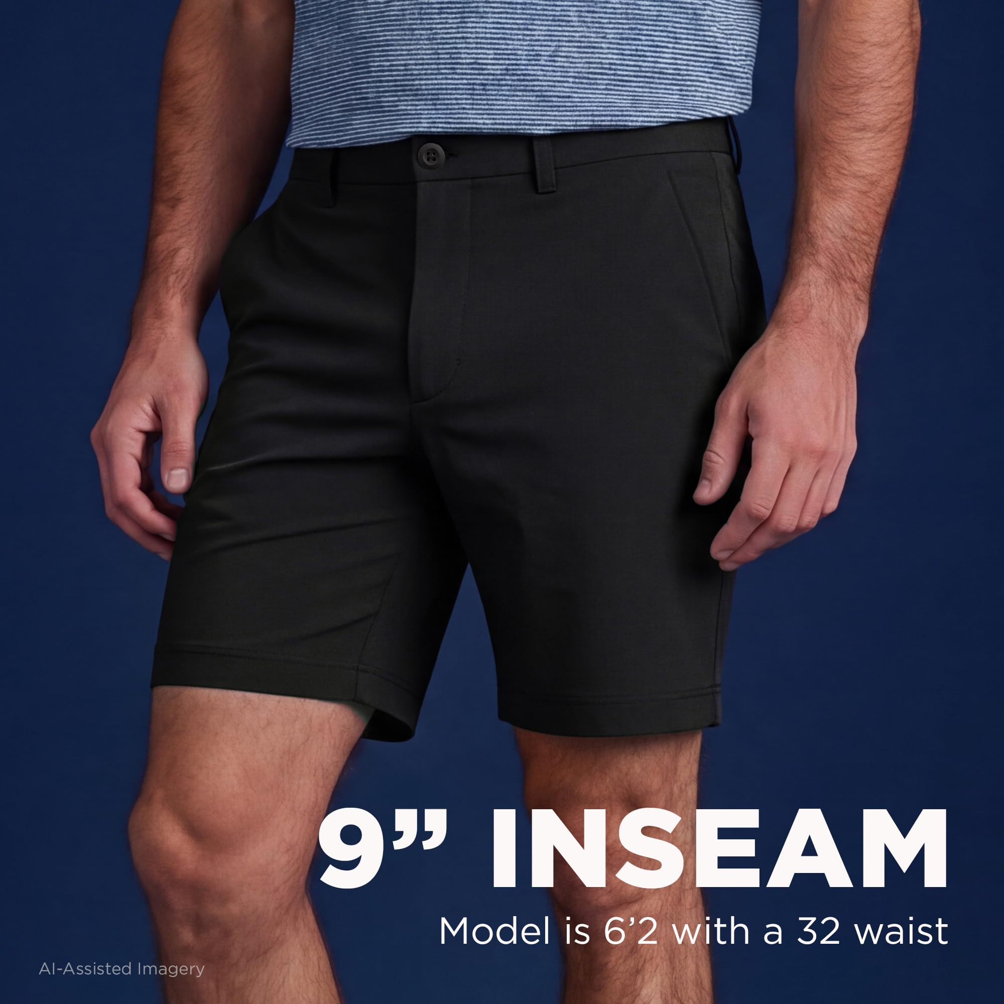 Haggar Pantalón Corto Deportivo de Viaje para Hombre, Entrepierna de 9 Pulgadas
