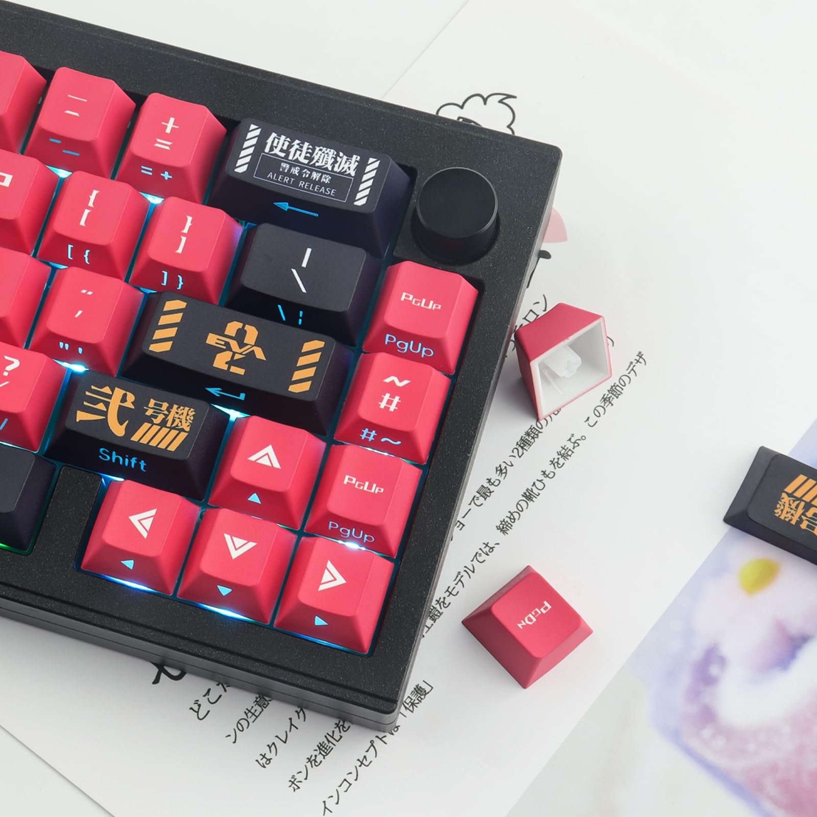 PBT Keycaps, 129 Touches Double Shot Keycaps Dye Sublimation Side Engraved Transparent Japanese Keycap Set for Cherry MX Switches ASIN/ISO Layout Mechanical Keyboards